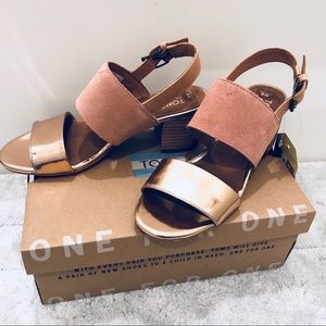 Toms Poppy Bloom Suede Rose Gold Sandals